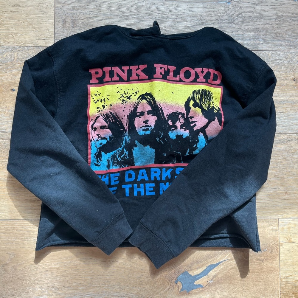 Thrifted Cropped Pink Floyd Hoodie, The Dark Side of the Moon